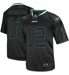 Men's Nike New York Jets #12 Joe Namath Elite Lights Out Black NFL Jersey