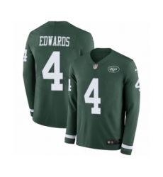 Youth Nike New York Jets #4 Lac Edwards Limited Green Therma Long Sleeve NFL Jersey