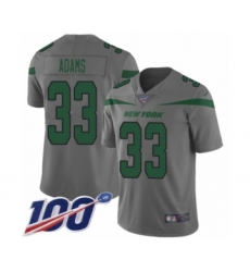 Men's New York Jets #33 Jamal Adams Limited Gray Inverted Legend 100th Season Football Jersey