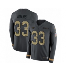 Men's Nike New York Jets #33 Jamal Adams Limited Black Salute to Service Therma Long Sleeve NFL Jersey