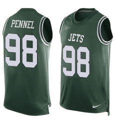 Men's Nike New York Jets #98 Mike Pennel Limited Green Player Name & Number Tank Top NFL Jersey