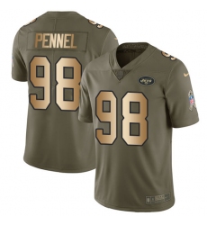 Youth Nike New York Jets #98 Mike Pennel Limited Olive/Gold 2017 Salute to Service NFL Jersey