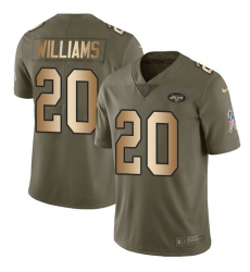 Men's Nike New York Jets #20 Marcus Williams Limited Olive/Gold 2017 Salute to Service NFL Jersey