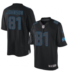 Men's Nike Detroit Lions #81 Calvin Johnson Limited Black Impact NFL Jersey