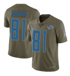 Men's Nike Detroit Lions #81 Calvin Johnson Limited Olive 2017 Salute to Service NFL Jersey