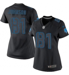 Women's Nike Detroit Lions #81 Calvin Johnson Limited Black Impact NFL Jersey