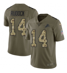Youth Nike Detroit Lions #14 Jake Rudock Limited Olive/Camo Salute to Service NFL Jersey
