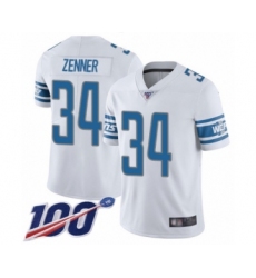 Men's Detroit Lions #34 Zach Zenner White Vapor Untouchable Limited Player 100th Season Football Jersey