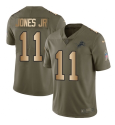 Men's Nike Detroit Lions #11 Marvin Jones Jr Limited Olive/Gold Salute to Service NFL Jersey