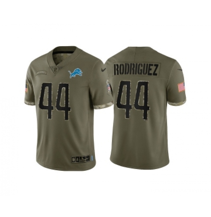 Men's Detroit Lions #44 Malcolm Rodriguez Olive 2022 Salute To Service Limited Stitched Jersey
