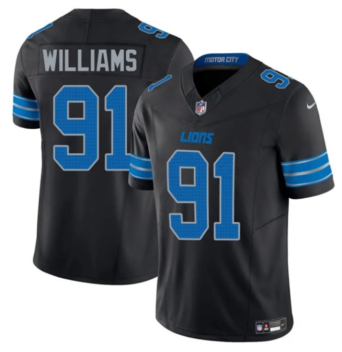 Men's Detroit Lions #91 Tyleik Williams Black 2025 F.U.S.E. Vapor Limited Football Stitched Game Jersey