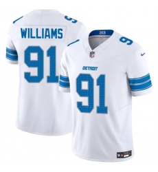Men's Detroit Lions #91 Tyleik Williams White 2025 F.U.S.E. Vapor Limited Football Stitched Game Jersey