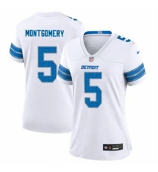 Women Detroit Lions #5 David Montgomery White 2024 F U S E Vapor Limited Stitched Jersey