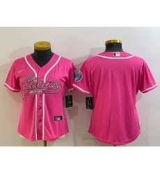 Women's Detroit Lions Blank Pink With Patch Cool Base Stitched Baseball Jersey