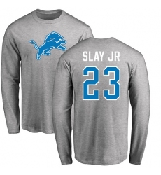 NFL Nike Detroit Lions #23 Darius Slay Jr Ash Name & Number Logo Long Sleeve T-Shirt