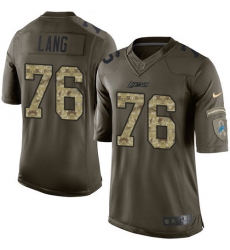 Men's Nike Detroit Lions #76 T.J. Lang Elite Green Salute to Service NFL Jersey