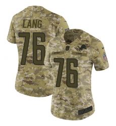 Women's Nike Detroit Lions #76 T.J. Lang Limited Camo 2018 Salute to Service NFL Jersey