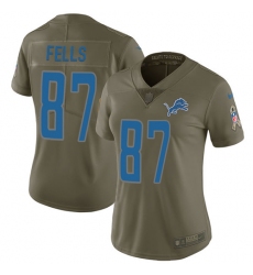 Women's Nike Detroit Lions #87 Darren Fells Limited Olive 2017 Salute to Service NFL Jersey