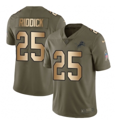 Youth Nike Detroit Lions #25 Theo Riddick Limited Olive/Gold Salute to Service NFL Jersey
