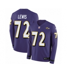Men's Nike Baltimore Ravens #72 Alex Lewis Limited Purple Therma Long Sleeve NFL Jersey