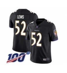 Men's Baltimore Ravens #52 Ray Lewis Black Alternate Vapor Untouchable Limited Player 100th Season Football Jersey