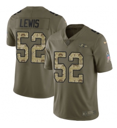 Men's Nike Baltimore Ravens #52 Ray Lewis Limited Olive/Camo Salute to Service NFL Jersey