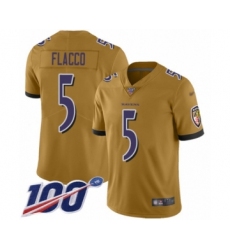 Youth Baltimore Ravens #5 Joe Flacco Limited Gold Inverted Legend 100th Season Football Jersey