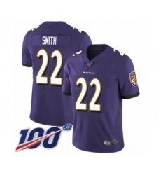 Men's Baltimore Ravens #22 Jimmy Smith Purple Team Color Vapor Untouchable Limited Player 100th Season Football Jersey