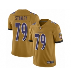 Men's Baltimore Ravens #79 Ronnie Stanley Limited Gold Inverted Legend Football Jersey