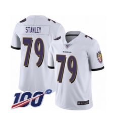 Men's Baltimore Ravens #79 Ronnie Stanley White Vapor Untouchable Limited Player 100th Season Football Jersey