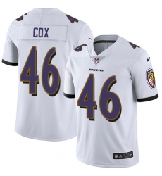 Men's Nike Baltimore Ravens #46 Morgan Cox White Vapor Untouchable Limited Player NFL Jersey