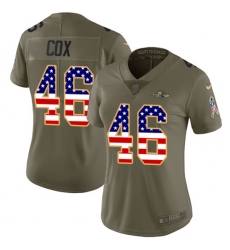 Women's Nike Baltimore Ravens #46 Morgan Cox Limited Olive/USA Flag Salute to Service NFL Jersey