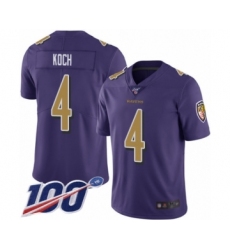 Men's Baltimore Ravens #4 Sam Koch Limited Purple Rush Vapor Untouchable 100th Season Football Jersey