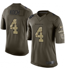 Men's Nike Baltimore Ravens #4 Sam Koch Elite Green Salute to Service NFL Jersey