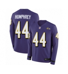 Men's Baltimore Ravens #44 Marlon Humphrey Limited Purple Therma Long Sleeve Football Jersey