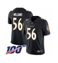 Men's Baltimore Ravens #56 Tim Williams Black Alternate Vapor Untouchable Limited Player 100th Season Football Jersey