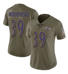 Women's Nike Baltimore Ravens #39 Danny Woodhead Limited Olive 2017 Salute to Service NFL Jersey
