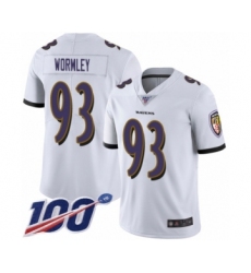 Men's Baltimore Ravens #93 Chris Wormley White Vapor Untouchable Limited Player 100th Season Football Jersey