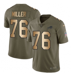 Men's Nike Buffalo Bills #76 John Miller Limited Olive/Gold 2017 Salute to Service NFL Jersey