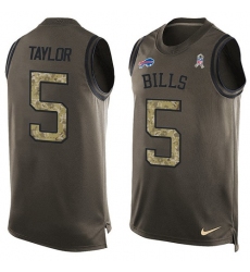 Men's Nike Buffalo Bills #5 Tyrod Taylor Limited Green Salute to Service Tank Top NFL Jersey
