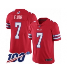 Men's Buffalo Bills #7 Doug Flutie Limited Red Rush Vapor Untouchable 100th Season Football Jersey
