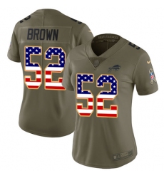 Women's Nike Buffalo Bills #52 Preston Brown Limited Olive/USA Flag 2017 Salute to Service NFL Jersey