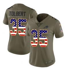 Women's Nike Buffalo Bills #35 Mike Tolbert Limited Olive/USA Flag 2017 Salute to Service NFL Jersey