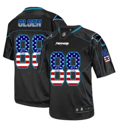 Men's Nike Carolina Panthers #88 Greg Olsen Elite Black USA Flag Fashion NFL Jersey