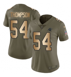 Women's Nike Carolina Panthers #54 Shaq Thompson Limited Olive/Gold 2017 Salute to Service NFL Jersey