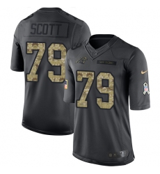 Men's Nike Carolina Panthers #79 Chris Scott Limited Black 2016 Salute to Service NFL Jersey