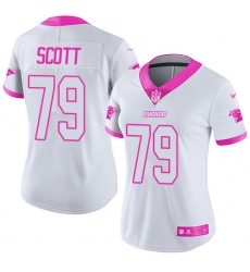 Women's Nike Carolina Panthers #79 Chris Scott Limited White/Pink Rush Fashion NFL Jersey