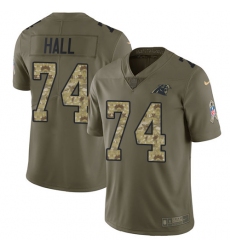 Men's Nike Carolina Panthers #74 Daeshon Hall Limited Olive/Camo 2017 Salute to Service NFL Jersey