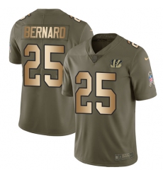Men's Nike Cincinnati Bengals #25 Giovani Bernard Limited Olive/Gold 2017 Salute to Service NFL Jersey
