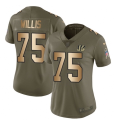 Women's Nike Cincinnati Bengals #75 Jordan Willis Limited Olive/Gold 2017 Salute to Service NFL Jersey
